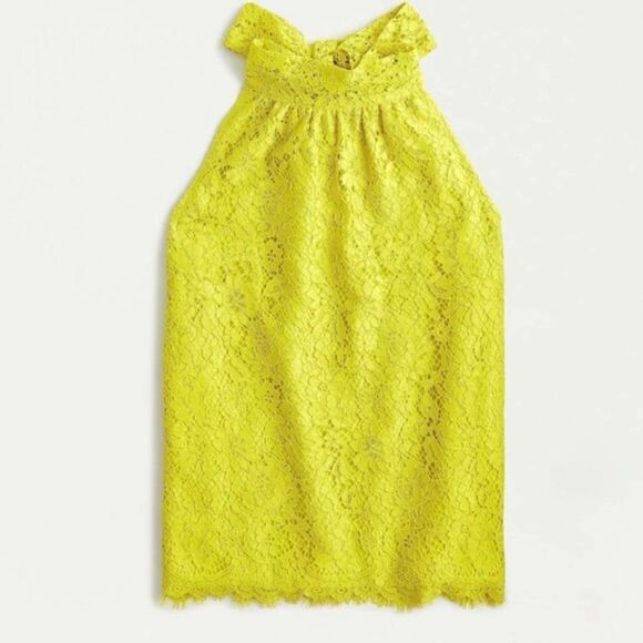 J. Crew Lace Chartreuse Halter Neck Blouse XXS - Picture 12 of 12